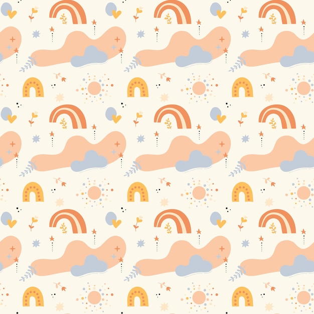 Vector bohemian baby pattern seamless baby pattern in boho style