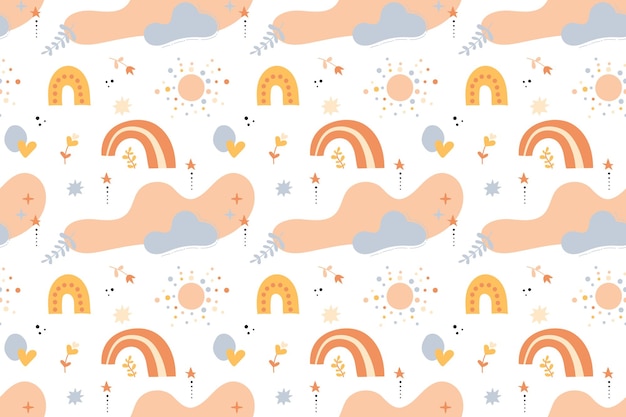 Vector bohemian baby pattern seamless baby pattern in boho style