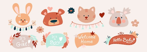 A bohemian childrens set a gender neutral childrens set with cute animals a pow bubble with text