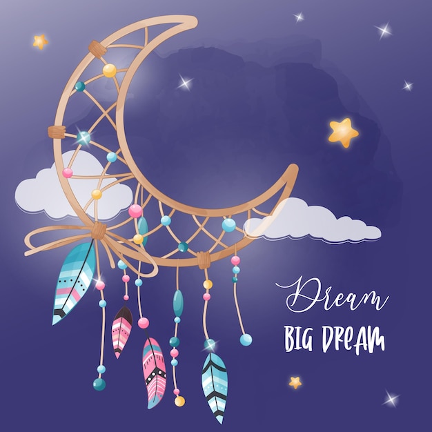 Bohemian dream catcher illustration