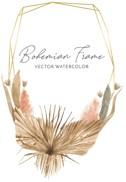 Vector bohemian dried foliage frame