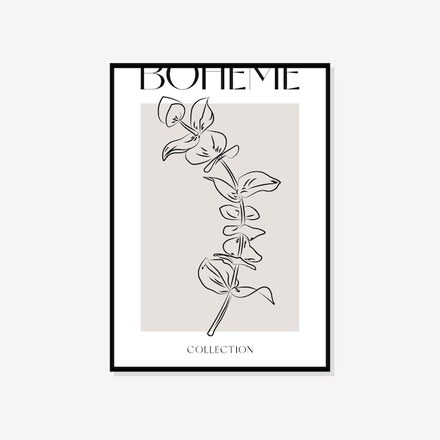 Boho minimal illustrazione vettoriale wall art boho poster design