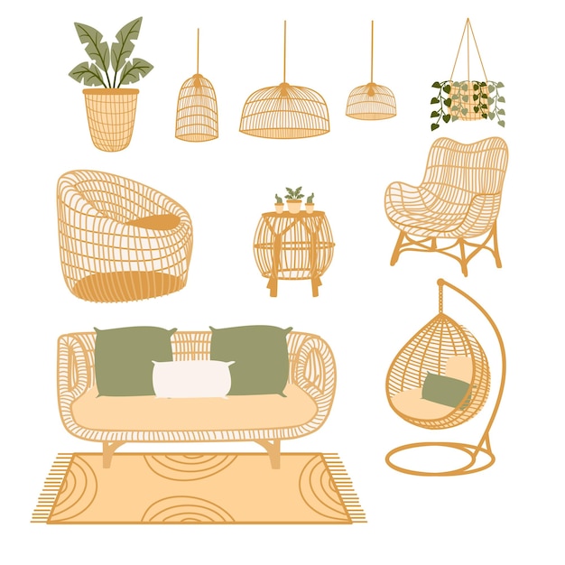 Bohemian Rattan Collection Furniture in Home or living room