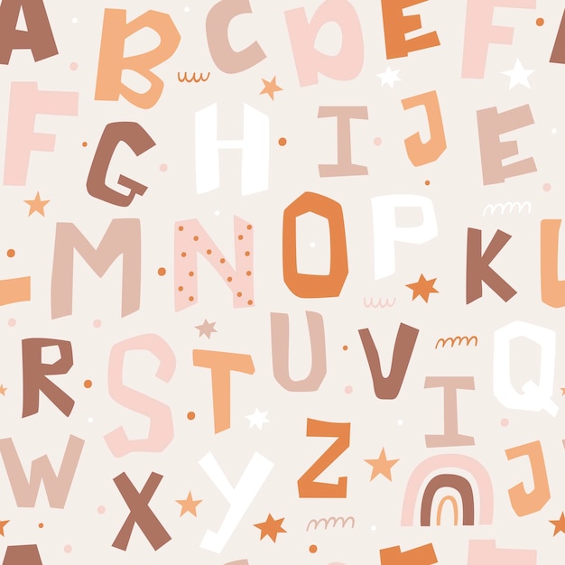 Bohemian seamless pattern with letters