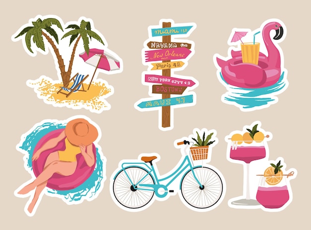 Vector bohemian travel hand drawn vector sticker pack