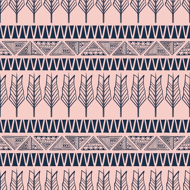 Vector bohemian tribal pattern with feather