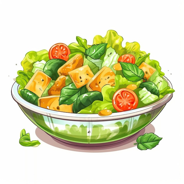 Bohemian vector caesar salad op witte achtergrond
