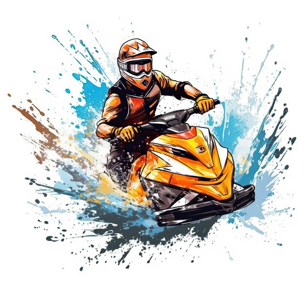 Vector bohemian vector jet skier on white background