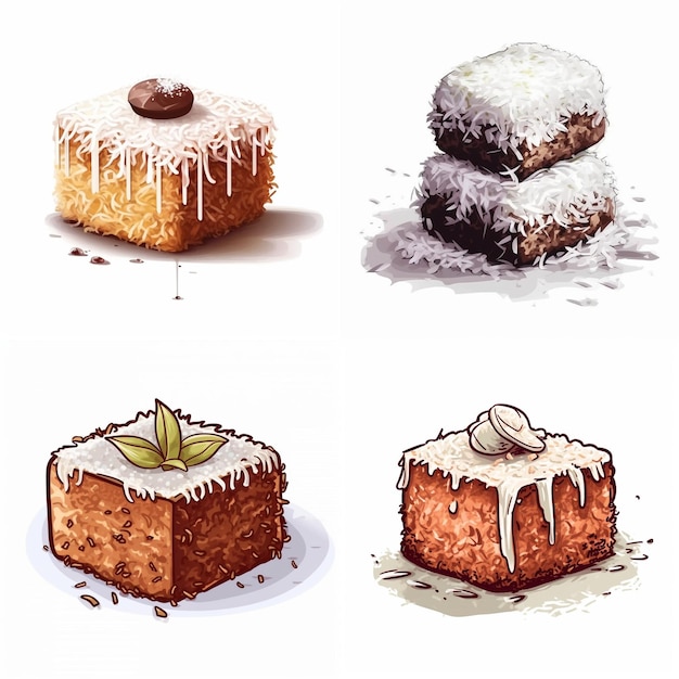 Vector bohemian vector lamington on white background