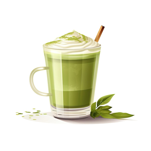 Vettore bohemian vector matcha latte su sfondo bianco