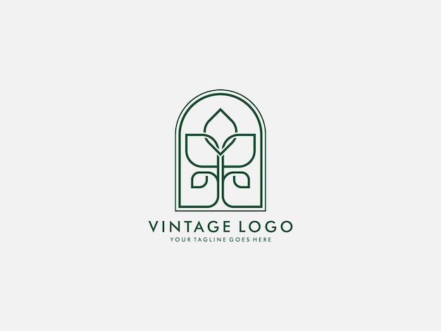 Bohemian vintage leaf logo design