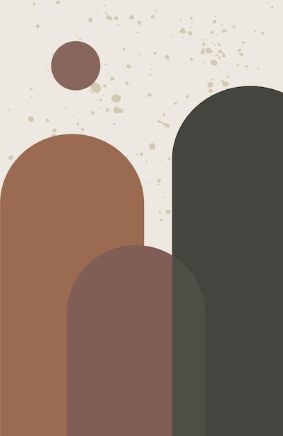 Boho achtergrond Abstracte Boheemse boog en geometrische vormen moderne posters voor interieur Minimalistische stijl natuurlijke kleuren verticale bannerdekking of posts op sociale media Vector illustratie