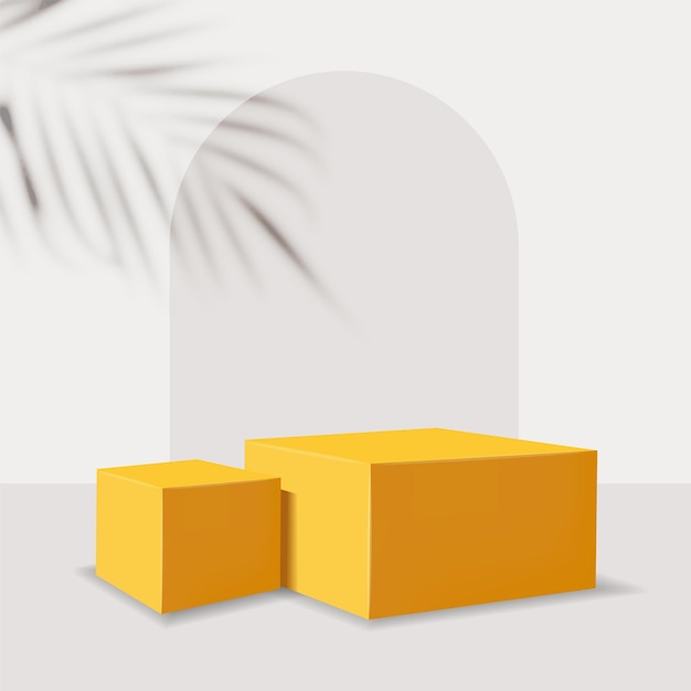 Boho achtergrond geïsoleerde abstracte gele banner voor cosmetica dozen mockup scene vector