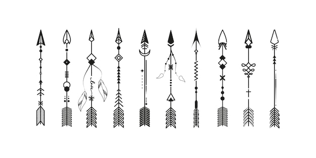 Boho arrows set with ethnic elements