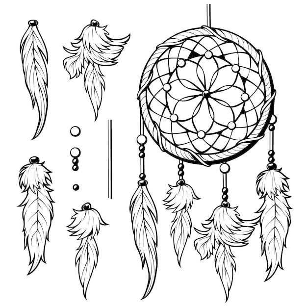 Boho art tribal arrow feather clipart