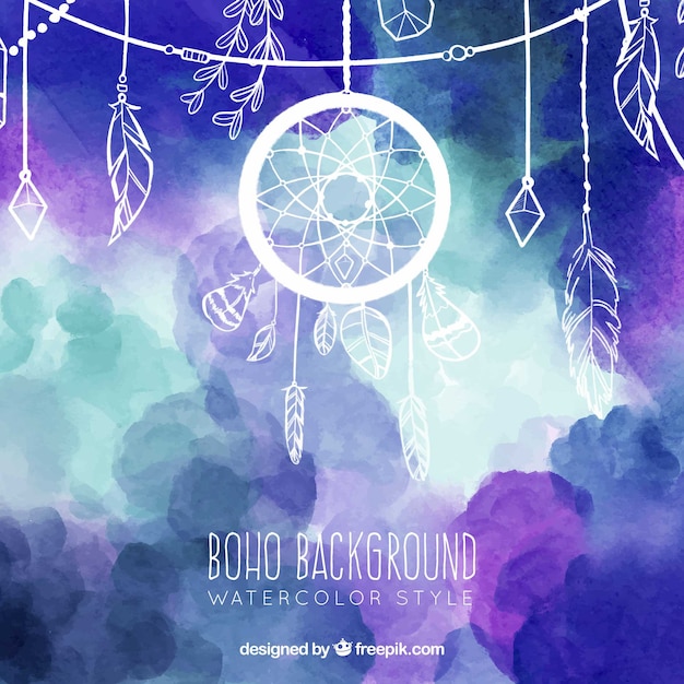 Vector boho background in watercolor style