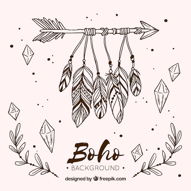 Boho background with hand drawn style