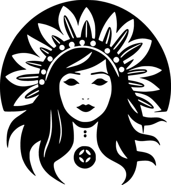 Premium Vector Boho black and white vector illustration