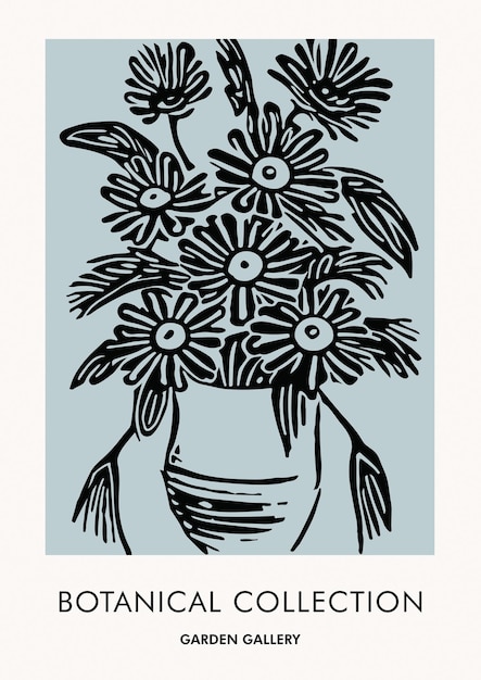 Boho Botanische Linocut Art Cut Outs Bloemen