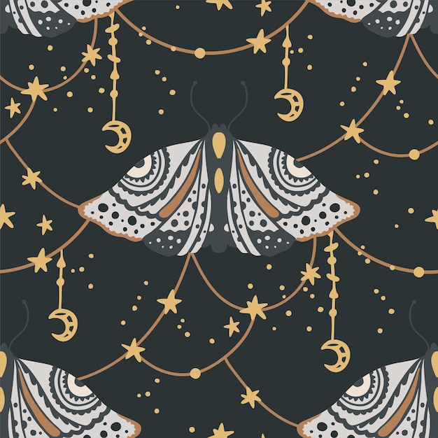 Boho butterfly moon stars