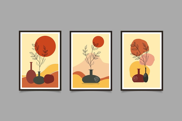 Vector boho contemporary wall art set design