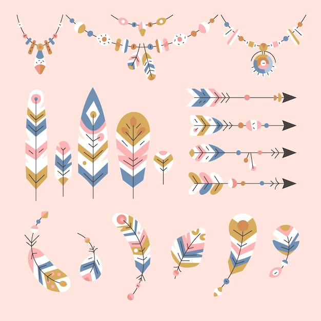 Vector boho elements collection