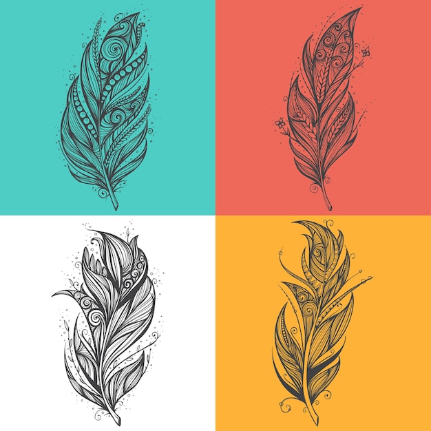 Vector boho feather illustration