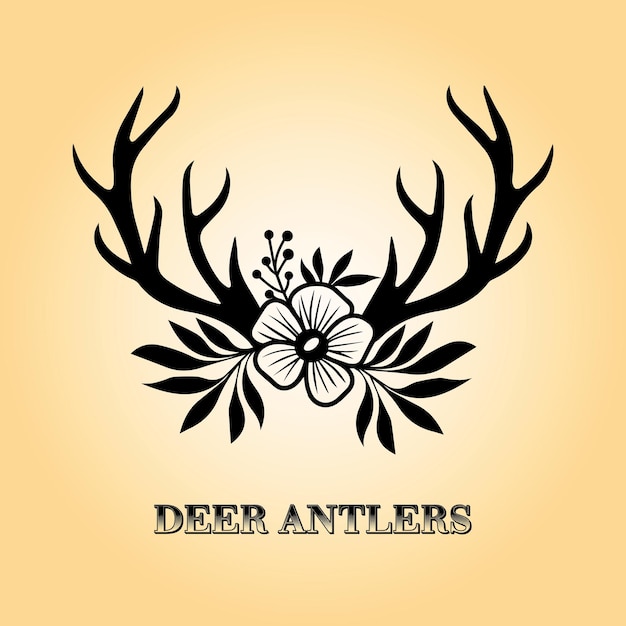 Boho Floral Deer Antler vector illustration