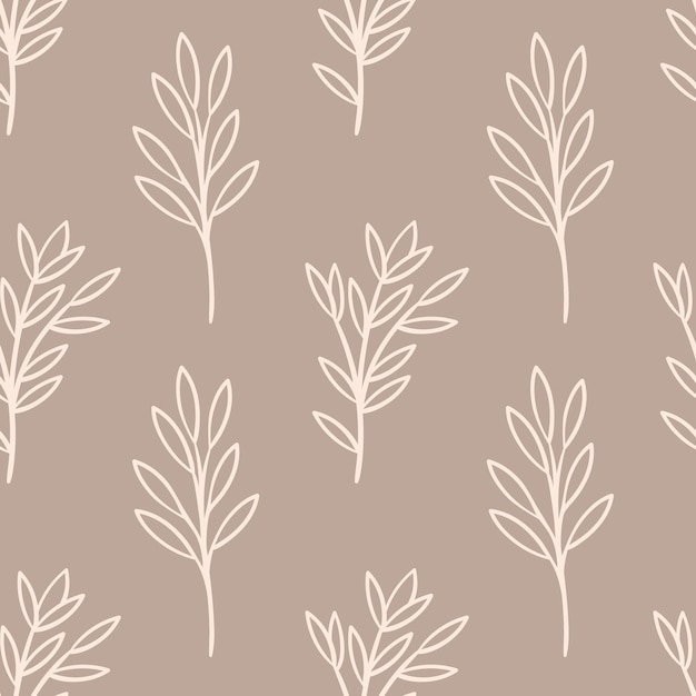 Boho floral minimalist seamless pattern. Bohemian pattern with branch and flowers. Wedding pattern