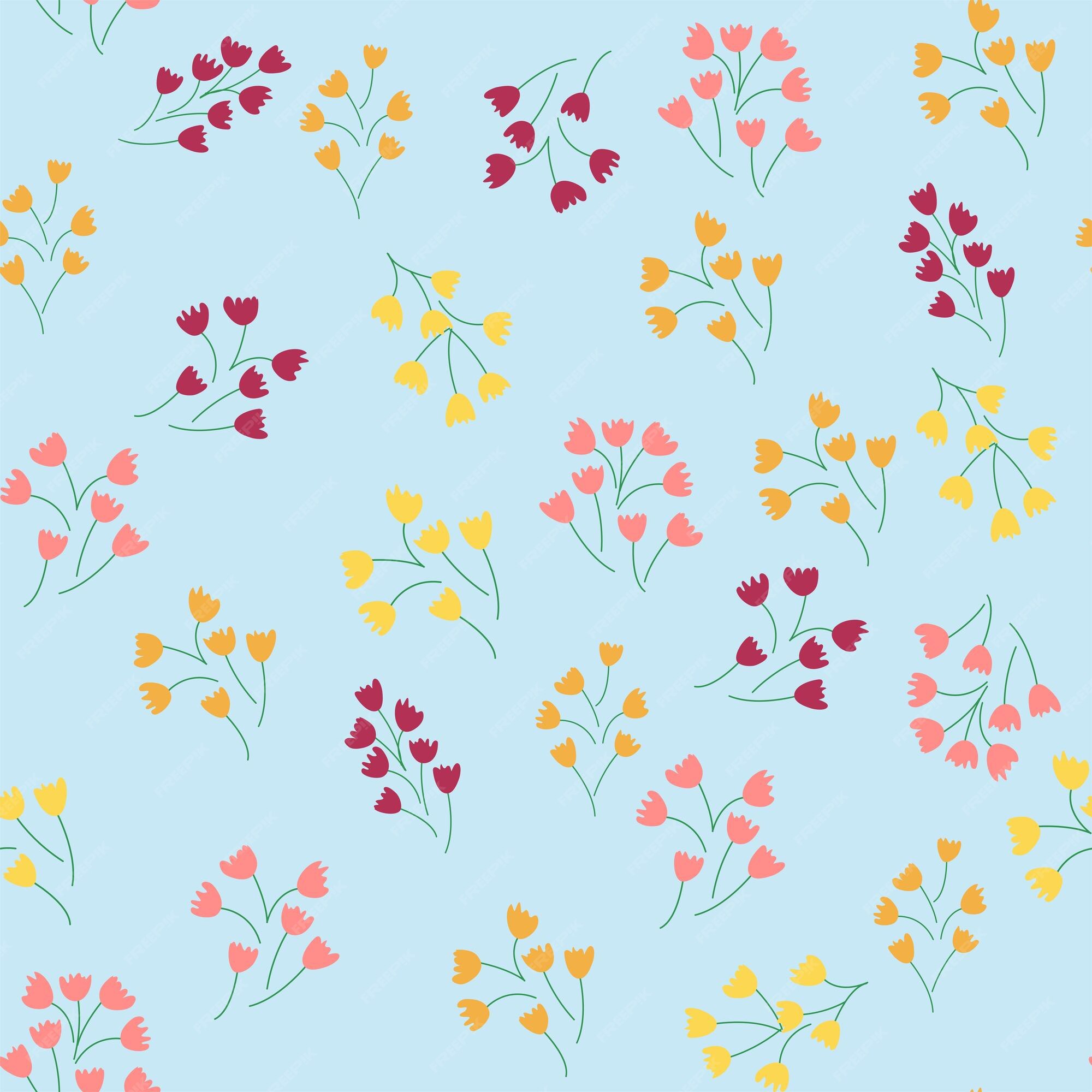 Hippie Flowers Boho Seamless Background Floral Retro Pattern