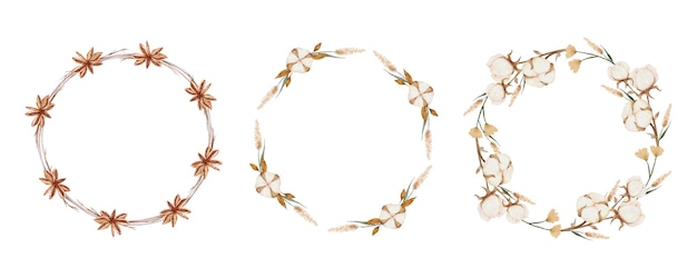 Collezione di acquerelli boho flower wreath