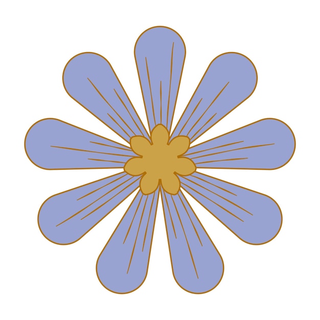 Boho groovy bloem geïsoleerd op een witte achtergrond daisy retro bloem voor pastel hippie ontwerp vectorillustratie