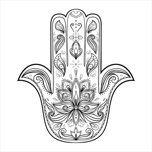 Vettore mano di hamsa boho, amuleto di protezione, simbolo di forza e felicità.