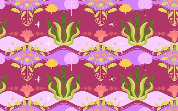 꽃 요소와 Boho 손으로 그린 패턴
