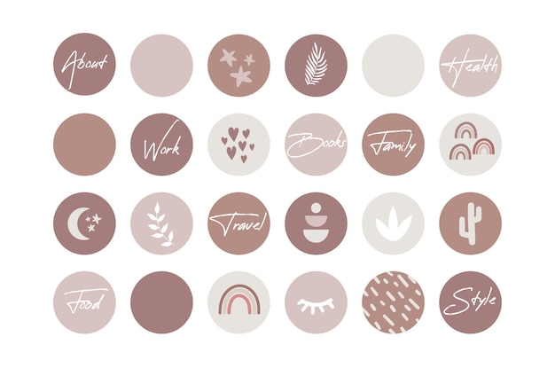 Vector boho instagram highlights cover icons