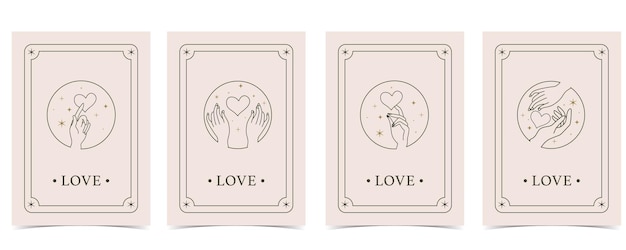 Boho kaart tarot voor a4 verticale illustratie ontwerp met hand en hart