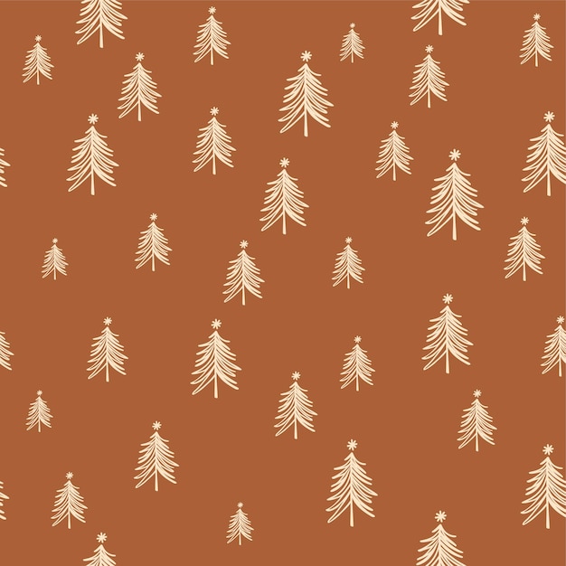 Boho kerst patroon naadloze kerstbomen Scandinavische kerstboom vormen achtergrond schattig hand tekenen boho stijl vectorillustratie inpakpapier stof textiel wintervakantie afdrukken