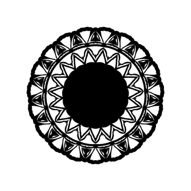 Boho mandala illustrazione in bianco e nero, design rotondo hippie. disegno vettoriale tribale mandala geometrico