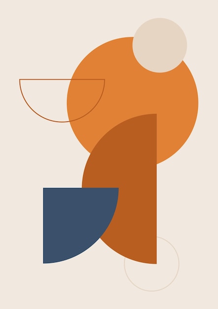 Boho modern minimalist abstract line art print with geometric shape
