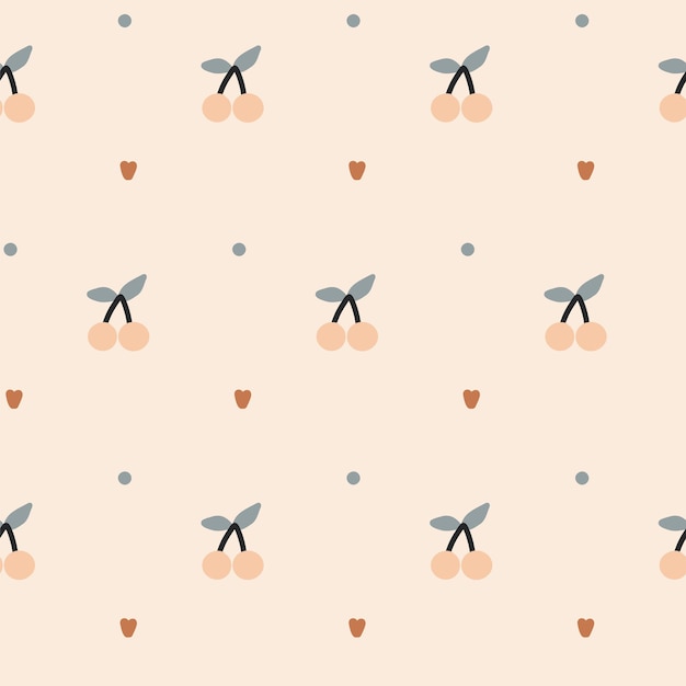 Boho modern minimalist pattern newborn cherry hearts dots