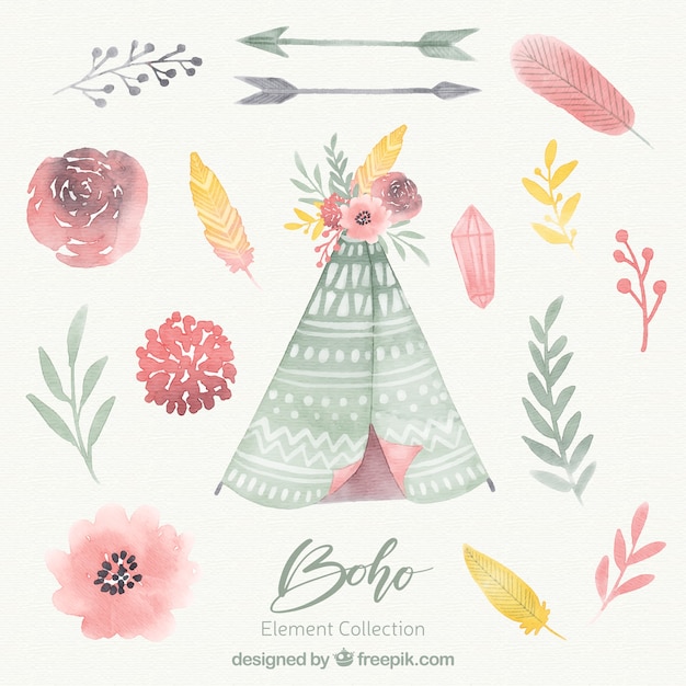 Vector boho ornaments set