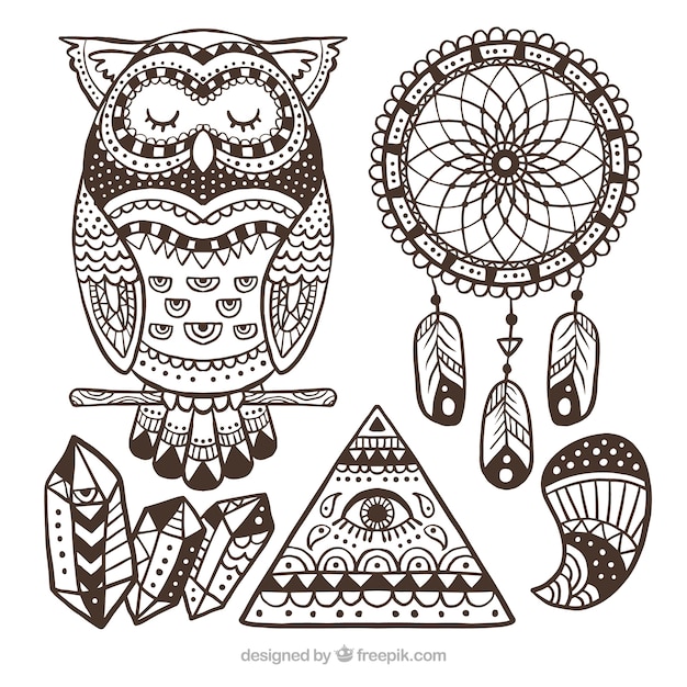 Vector boho ornaments set