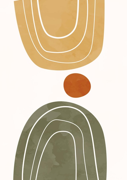 Boho poster met abstracte vormen en lijnen. hedendaagse minimalistische kunst. moderne minimalistische print