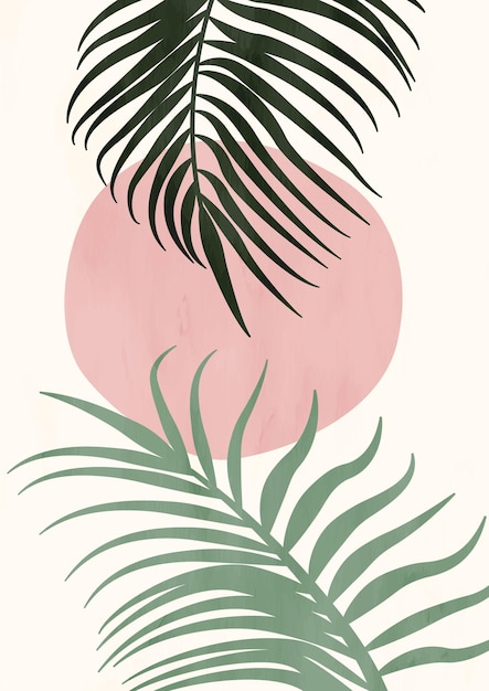 Boho poster met zonnepalmverlof. moderne minimalistische abstracte esthetiek illustratie