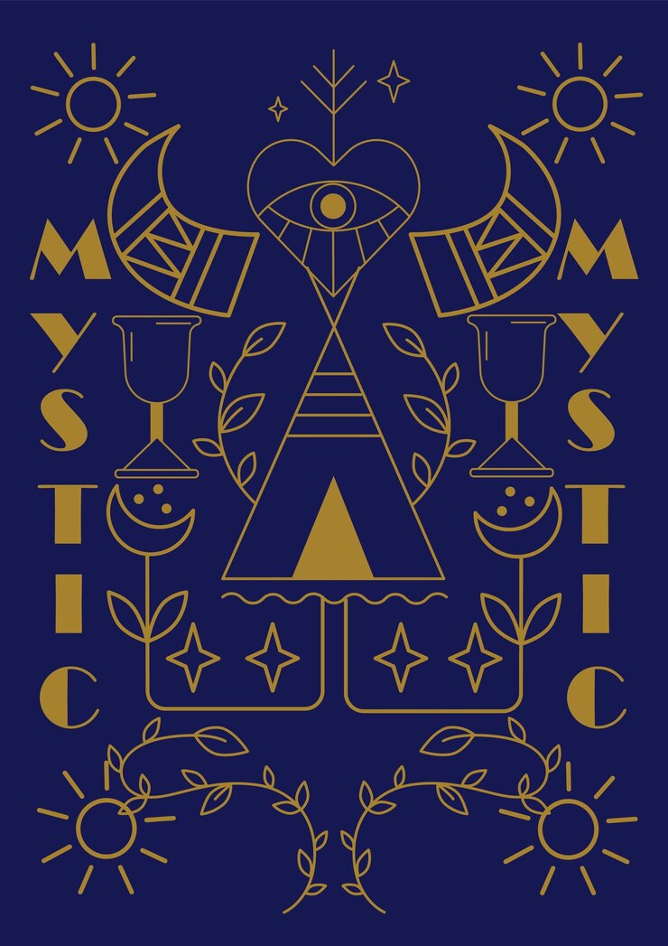 Vector boho poster mystic shaman hut moon sun and botanical gold line element magic minimal card or social media stories template tarot and notebook cover ethnic cult vector abstract background