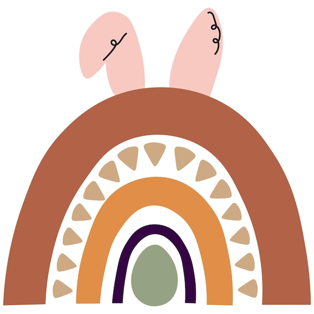 Бохо-радуга с ушами. Весенний предмет. Праздник католической религии. Векторная фондовая иллюстрация
