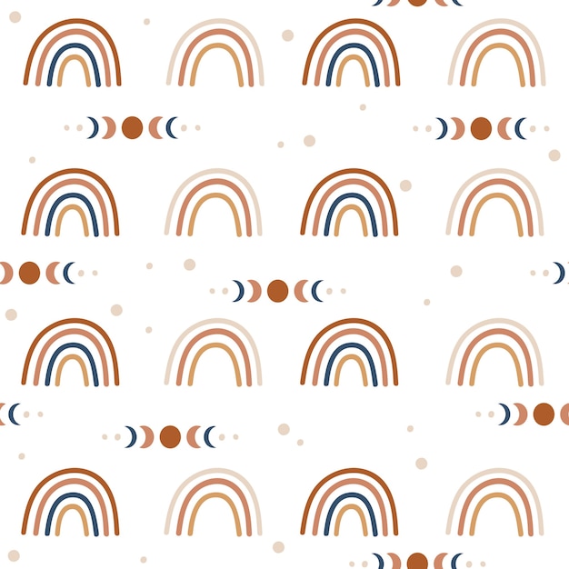 Boho rainbows seamless pattern.