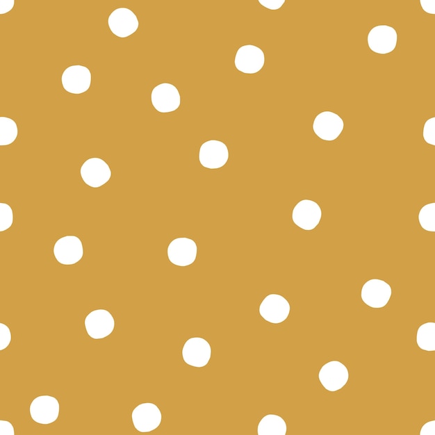 Boho seamless pattern with white dots and yellow background
