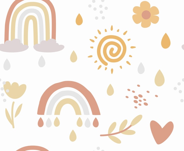 Boho seamless Rainbow Pattern Kids