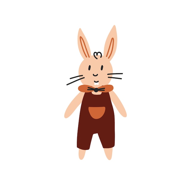 Boho Soft toy bunny in overalls